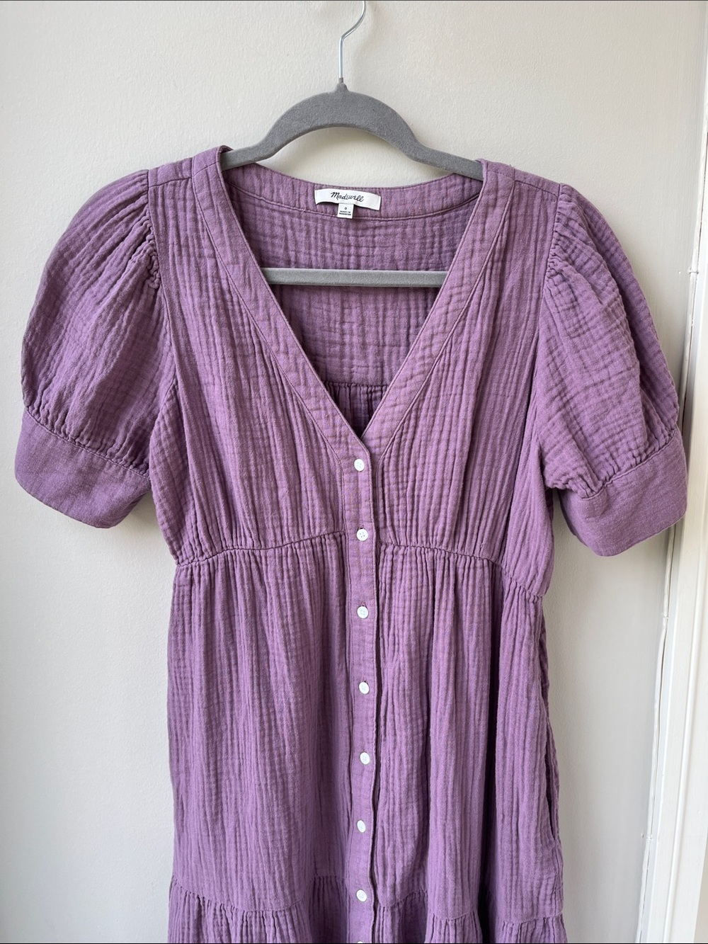 Madewell Lightspun Button-Front Tiered Midi Dress - Picture 3 of 8